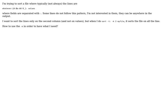 Unix & Linux: Sort only on the second column смотреть онлайн