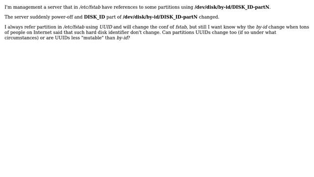 DevOps & SysAdmins: Why /dev/disk/by-id/ change after a suddenly server power-off? смотреть онлайн