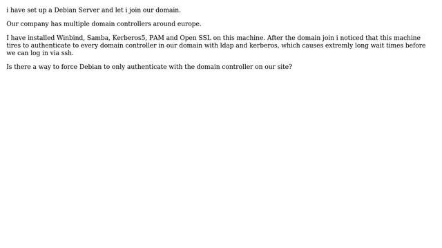 Windows domain joined Linux server tries to authenticate to multiple AD controllers смотреть онлайн