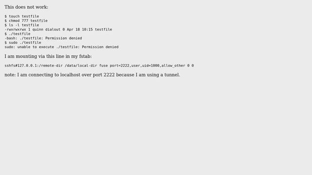 How Can You Execute Files Mounted Via Sshfs?