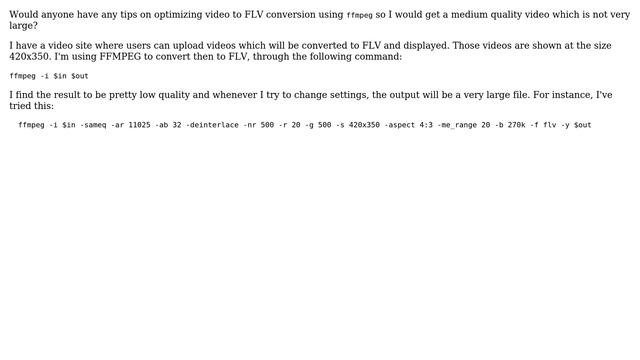 Unix & Linux: FFMPEG video to FLV conversion optimization смотреть онлайн