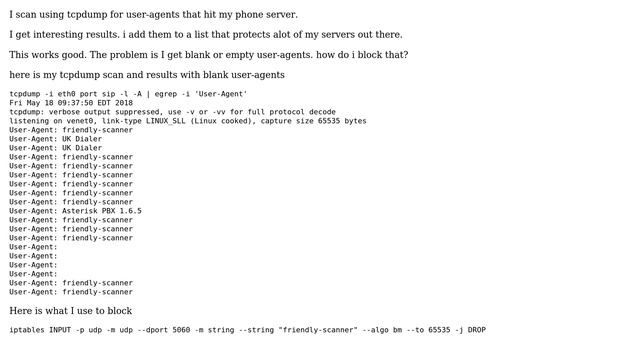DevOps & SysAdmins: iptables blacklist empty User-Agent sip tcpdump смотреть онлайн