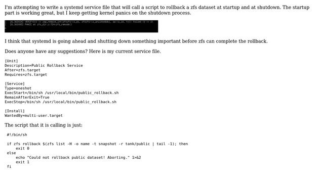 Unix & Linux: How to get systemd to wait until zfs rollback is complete? (2 Solutions!!) смотреть онлайн