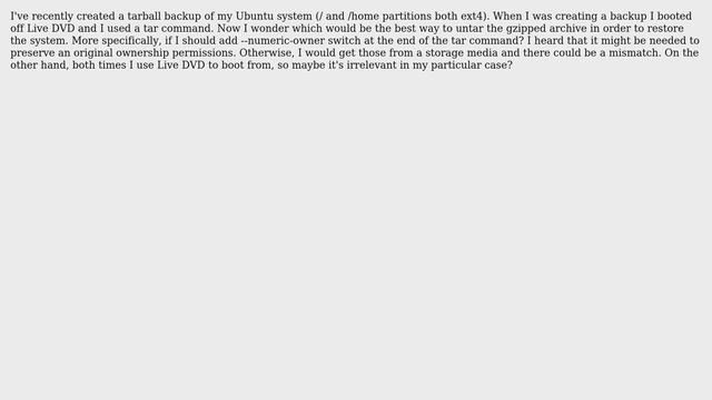 Unix & Linux: How to issue a tar command when you restore your system? смотреть онлайн
