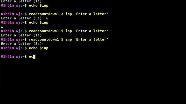 Bash function to read input with visible countdown смотреть онлайн