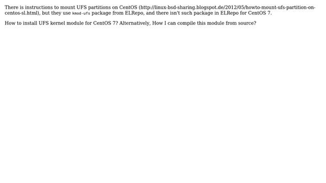 Mount UFS partition on CentOS 7 смотреть онлайн