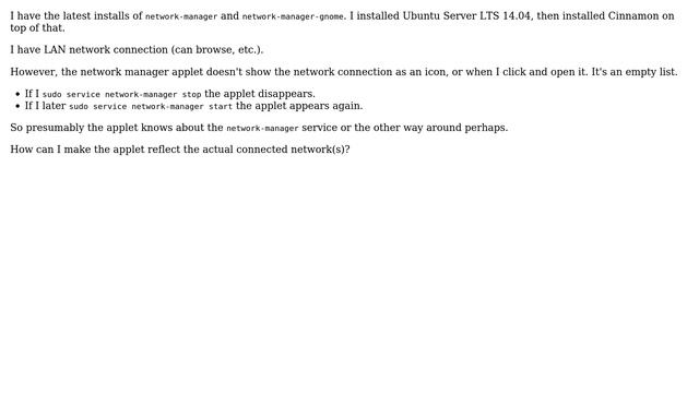 Ubuntu: Network manager applet doesn't show wired network connection смотреть онлайн
