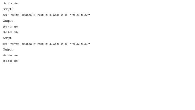 Unix & Linux: How the AWK works when 2 files are interchanged in a script while comparing? смотреть онлайн