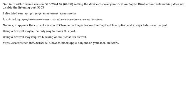Unix & Linux: chromium browser (pepperflashplugin) opening listening ports on 0.0.0.0:5353 смотреть онлайн