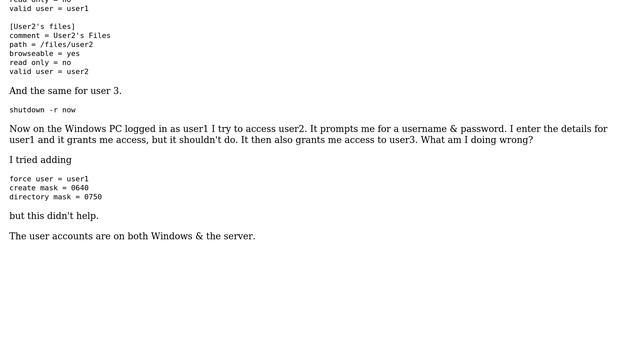 Samba shares grant access to all users: permissions not working смотреть онлайн