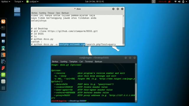 Kali Linux - Testing website menggunakan Damn Small SQLi Scanner (DSSS) | 2017.2 смотреть онлайн