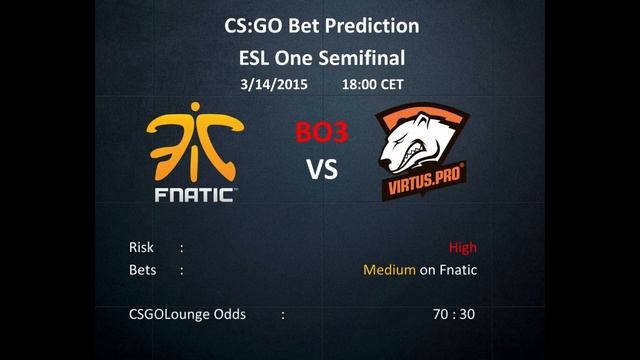 Fnatic vs VP 14-03-2015 CS:GO Bet Prediction ESL One Katowice 2015 Semifinal смотреть онлайн