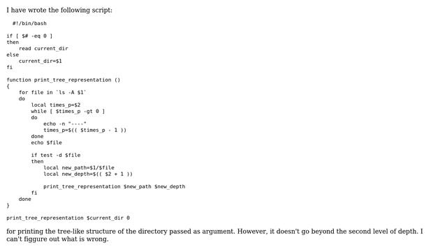 Unix & Linux: Bug in shell script for printing the tree-like structure of the curent diretcory смотреть онлайн