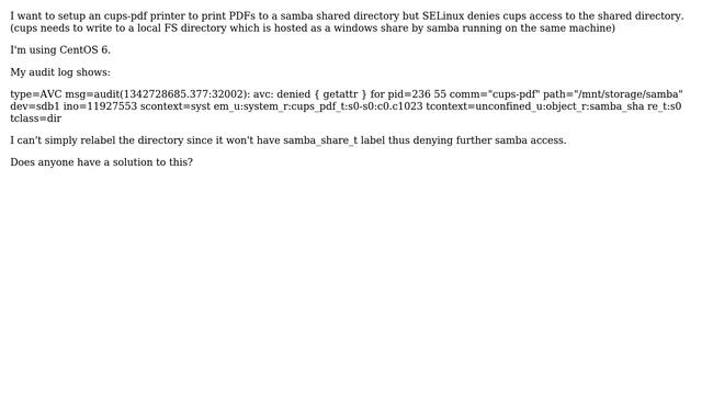 DevOps & SysAdmins: SELinux preventing cups-pdf output to samba shared directory смотреть онлайн