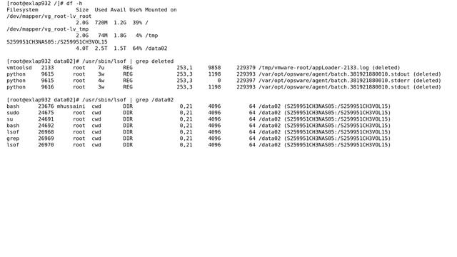 Unix & Linux: Mounted Dir 64% full but has no files or any related processes running смотреть онлайн