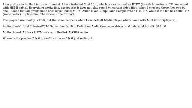 Unix & Linux: No sound on certain video files in Linux Mint (44100 Hz sample rate) смотреть онлайн