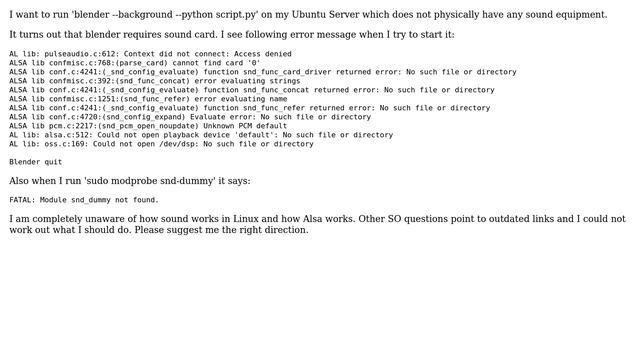 How to create fake sound card on Ubuntu Server 12.04? смотреть онлайн