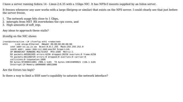 SSH server grinding to a halt when users grep large files - high NET_RX and high softirqs - How... смотреть онлайн