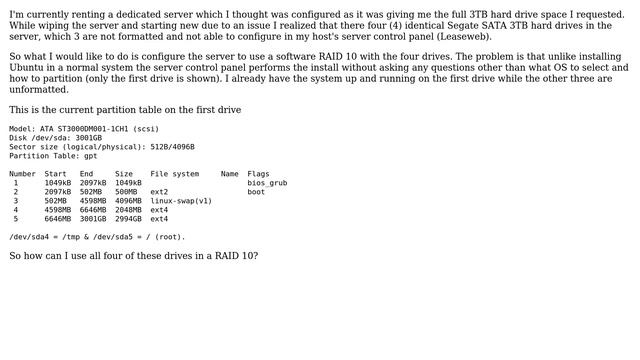 Unix & Linux: Configuring RAID on a running Ubuntu 14.04 Server смотреть онлайн