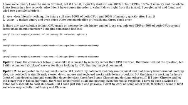 Ubuntu: Limit terminal command memory usage (previously CPU usage) смотреть онлайн