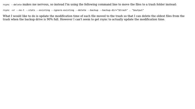 Unix & Linux: Force Rsync to update the modification time of each file it moves? смотреть онлайн