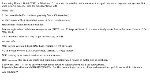 No scrollbar after starting a `gnu-screen` session in WSL смотреть онлайн