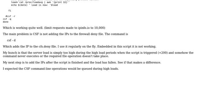 CSF not adding IPs to deny file as a cron during high loads смотреть онлайн