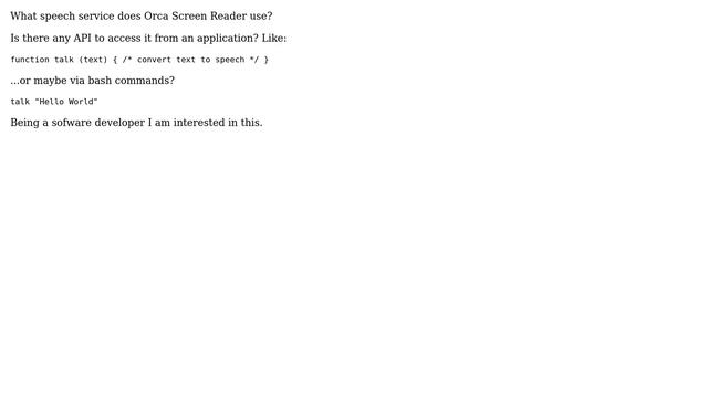 What speech service does Orca Screen Reader use? смотреть онлайн