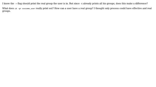 Unix & Linux: What is the difference between calling "id -G" and "id -G -r"? смотреть онлайн