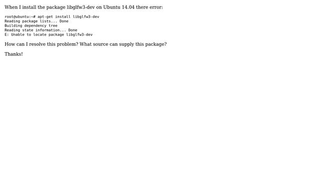 Ubuntu: Unable to locate package libglfw3-dev смотреть онлайн