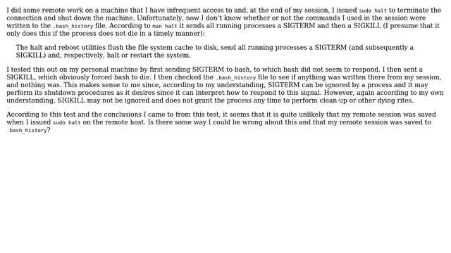 Unix & Linux: Does `sudo halt' give bash a chance to write its history? смотреть онлайн