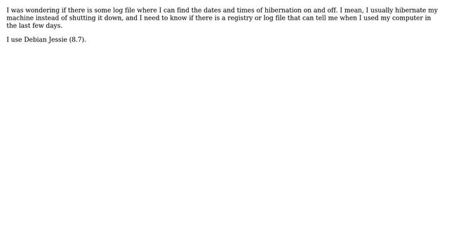 Unix & Linux: Hibernation date and time registry in Debian 8 смотреть онлайн