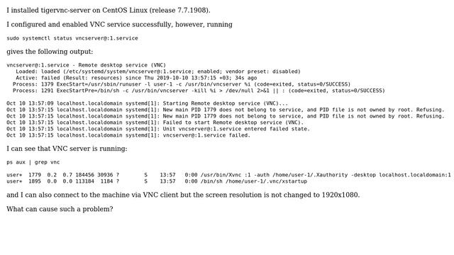 VNC Server Error: New main PID ＜PID＞ does not belong to service смотреть онлайн