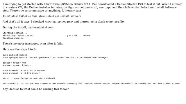 Unix & Linux: Libvirt Qemu/KVM Fails on Guest Creation without any Specific Error Message смотреть онлайн