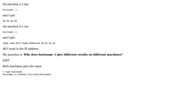 Unix & Linux: Why does hostname -i give different results on different machines? смотреть онлайн