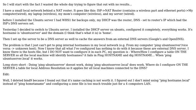 Ubuntu: Local hostname resolution with local Ubuntu DNS server fails смотреть онлайн