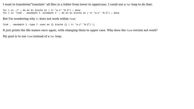 Unix & Linux: Why does `tr` not work with find and with command substitution? смотреть онлайн