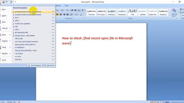 How to check find recent open file in Microsoft word смотреть онлайн