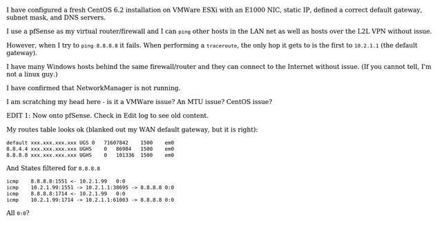 Fresh CentOS 6.2 / Ubuntu Server Installation on VMWare ESXi - can connect to LAN net but not... смотреть онлайн