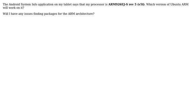 Ubuntu: Does any version of Ubuntu ARM support ARM926EJ-S rev 5 (v5l) смотреть онлайн
