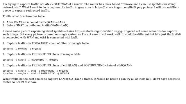 Capturing traffic of GATWAY＜＞LAN in router using iptables смотреть онлайн