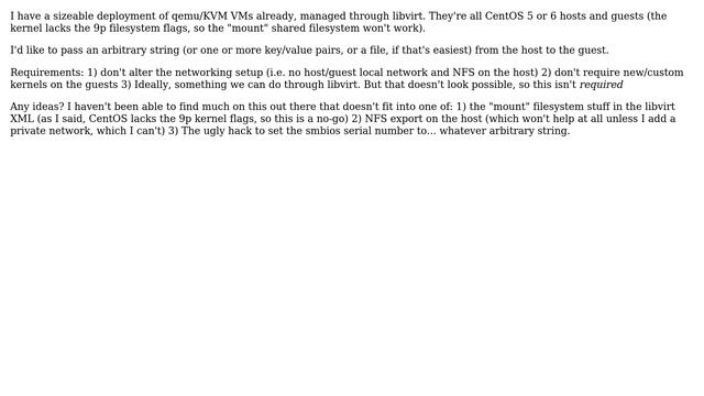 DevOps & SysAdmins: kvm/qemu via libvirt on CentOS - pass string or key/value or file to guest смотреть онлайн