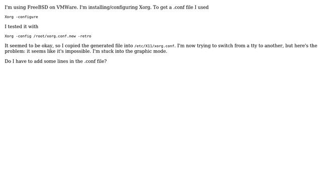 Unix & Linux: Xorg configuration to switch between ttys (FreeBSD) смотреть онлайн
