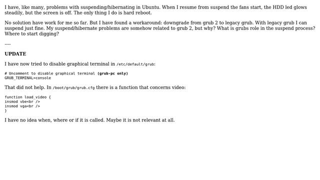 Ubuntu: What is GRUB (2)'s role in the suspend/hibernate process? смотреть онлайн