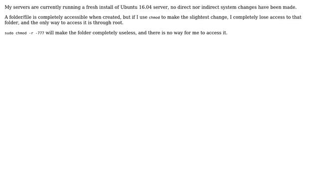Ubuntu: Chmod breaks folder access / file access смотреть онлайн
