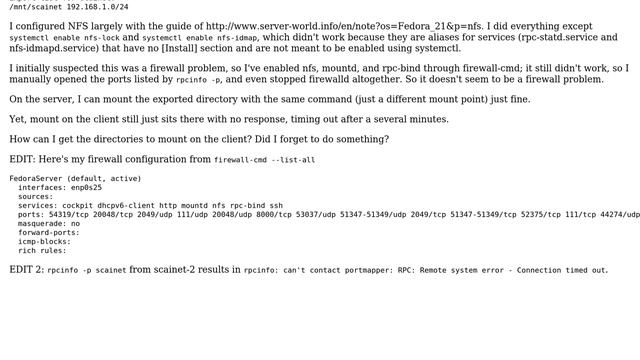 DevOps & SysAdmins: Fedora 21 NFSv4 mount hangs for a long time, then times out; showmount -e works смотреть онлайн