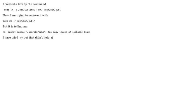 Removing symbol link with too many levels of symbolic links смотреть онлайн