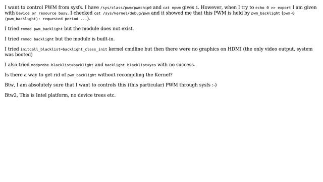 Unix & Linux: How to blacklist pwm_backlight? смотреть онлайн