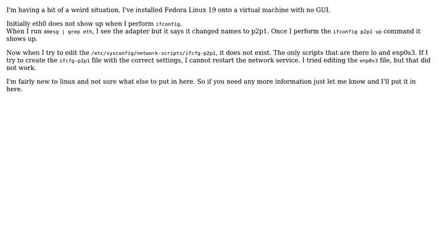 Can not change to a static IP in Fedora 19 смотреть онлайн