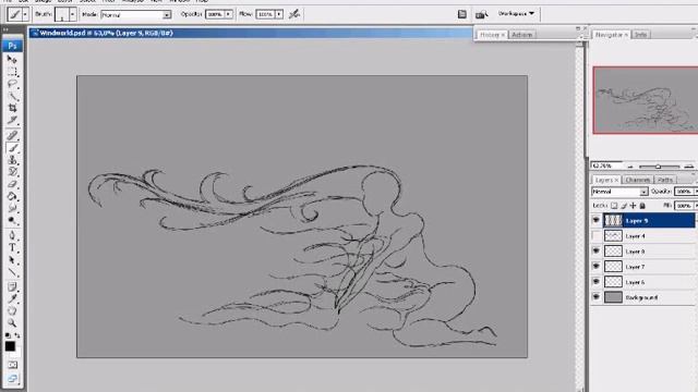 Photoshop speedpaint drawing girl in the wind WindWorld Part 1 of 2 смотреть онлайн